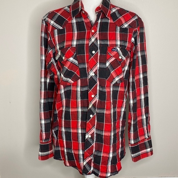 Vintage 90’s wrangler western pearl snap plaid button down - Picture 1 of 8